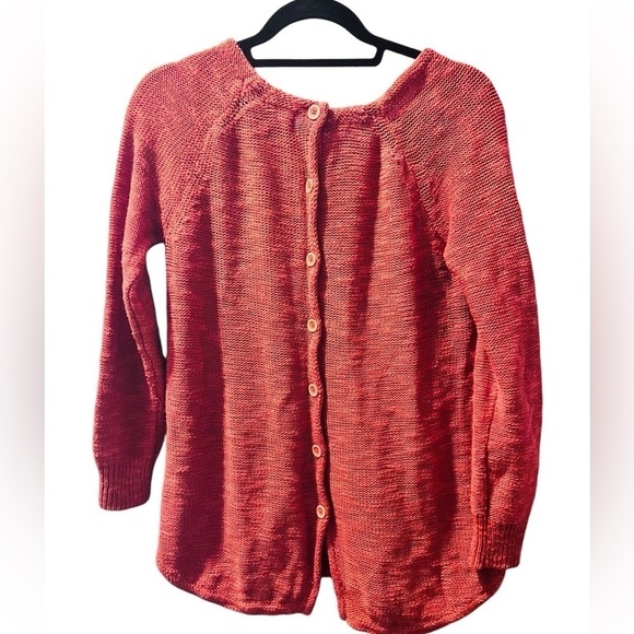 Sparrow Anthropologie Linen Button Back Burnt Orange Tunic Sweater Size Small - Picture 1 of 6